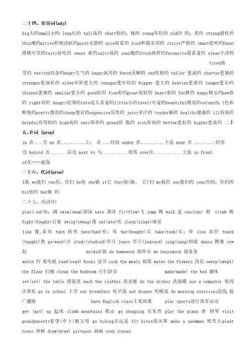 小升初英语单词分类汇总大全最全2