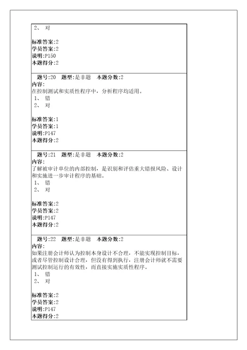 审计学网络教育满分作业