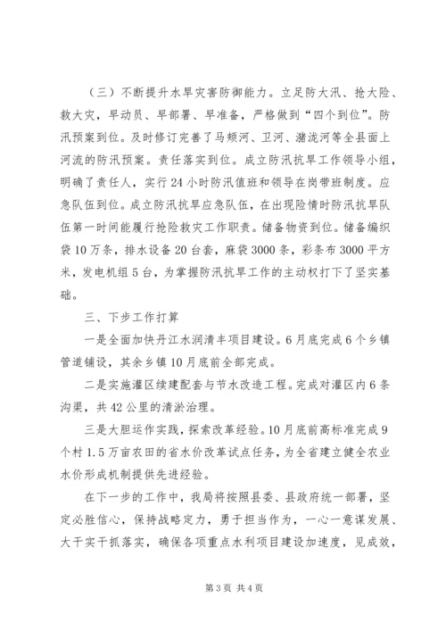 水利局XX年上半年工作总结及下半年工作计划 (3).docx