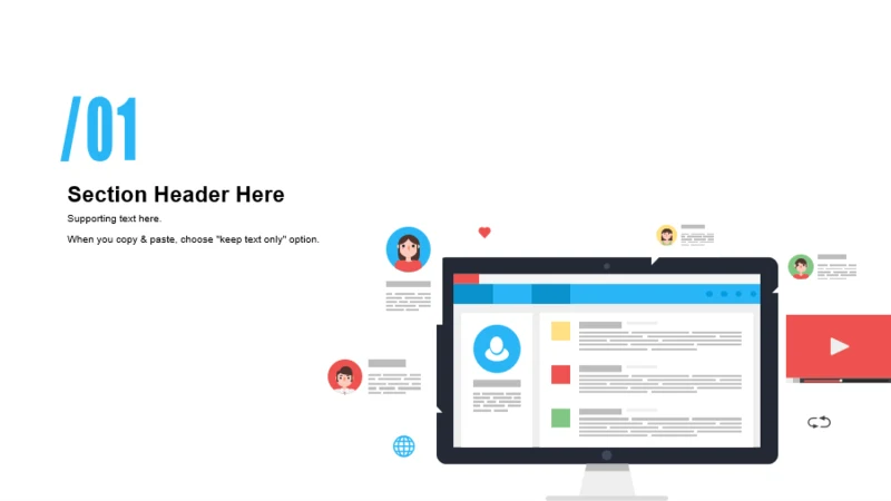 章节页-插画互联网通讯工作总结PPT主题