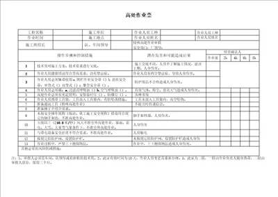 高处作业票 起重、吊装作业票 大件、非常规运输作业票 脚手架搭设作业票