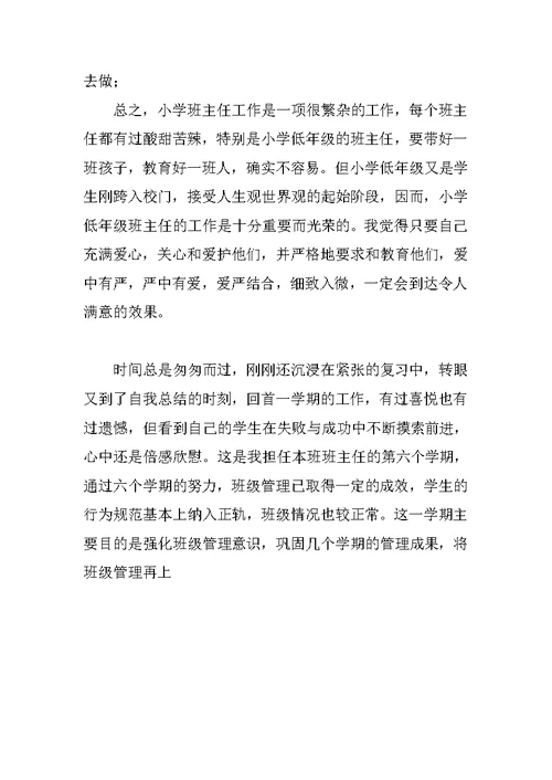 XX小学班主任工作总结报告