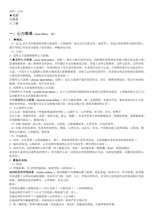 内科心内科复习要点北医三院.docx