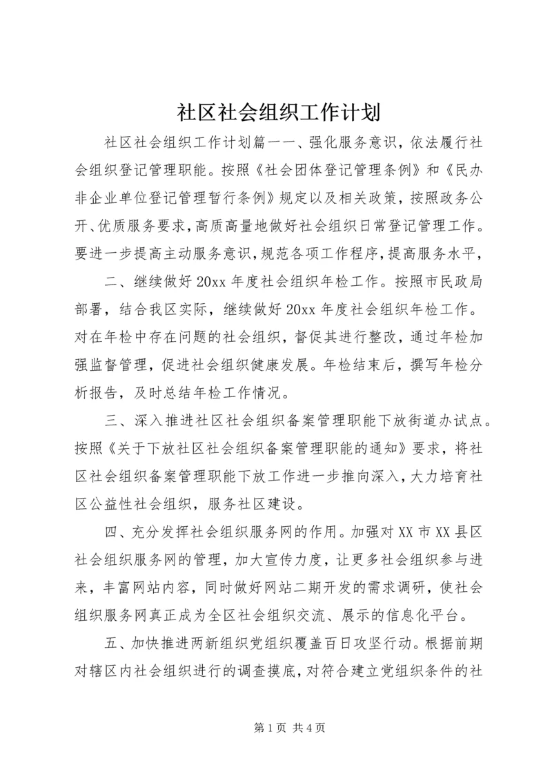 社区社会组织工作计划.docx