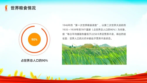 彩色水彩插画世界粮食日党政PPT课件