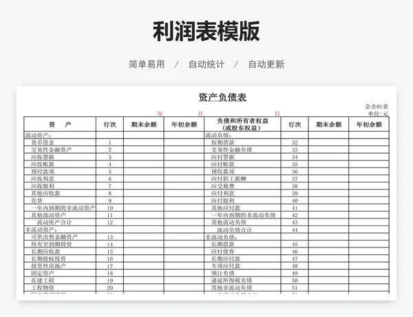 利润表模版