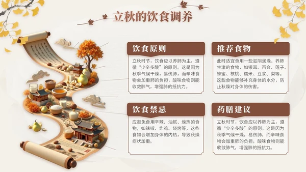 褐色中国风立秋节气文化知识主题班会