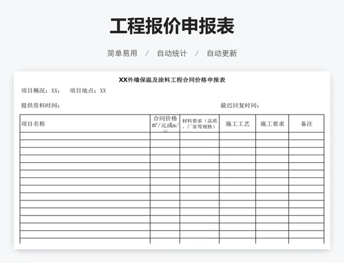 工程报价申报表