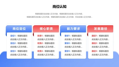岗位认知-蓝红色简约风岗位述职关系页PPT单页