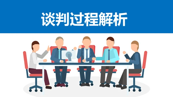 蓝色商务谈判企业培训合作共赢PPT模板