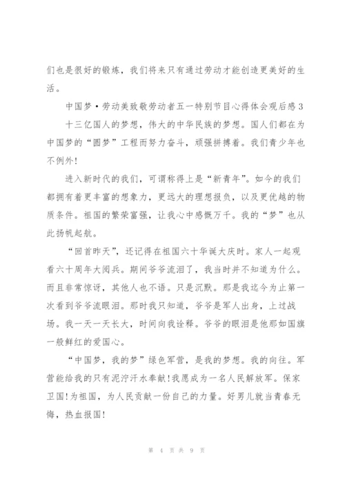 中国梦·劳动美致敬劳动者五一特别节目心得体会观后感5篇.docx