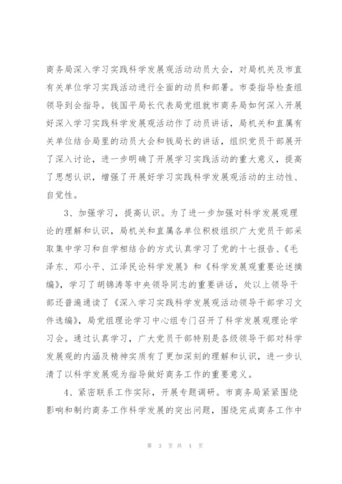 市商务局深入学习实践科学发展观活动工作总结.docx