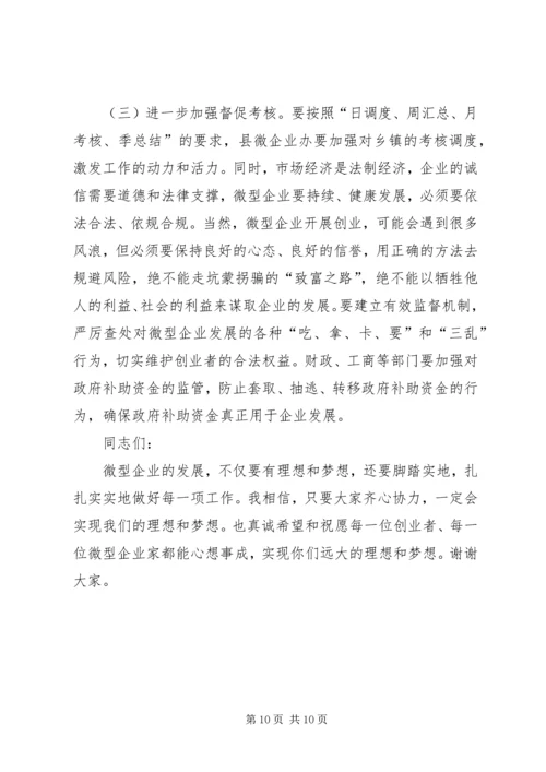 副县长在全县扶持微型企业发展推进会上的讲话 (2).docx