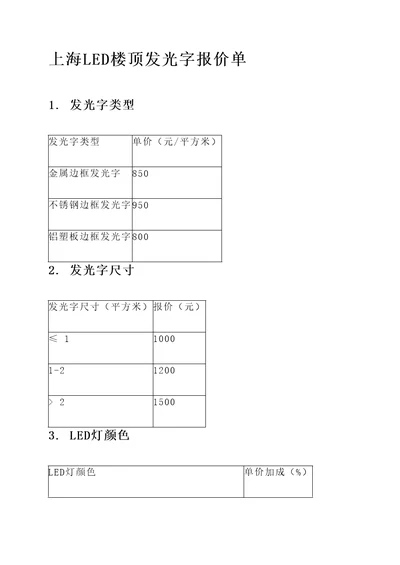 上海led楼顶发光字报价单