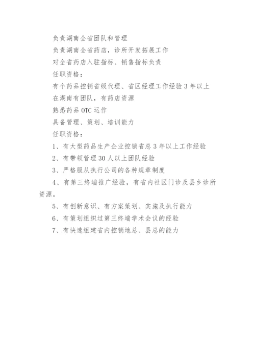 药品省区经理岗位职责.docx