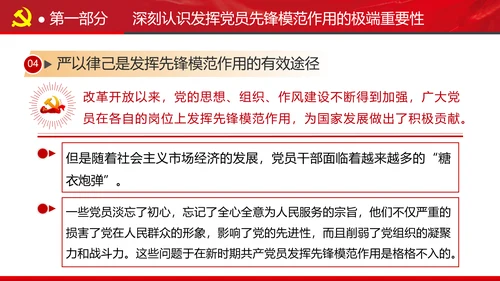 发挥党员先锋模范作用专题党课组支部PPT