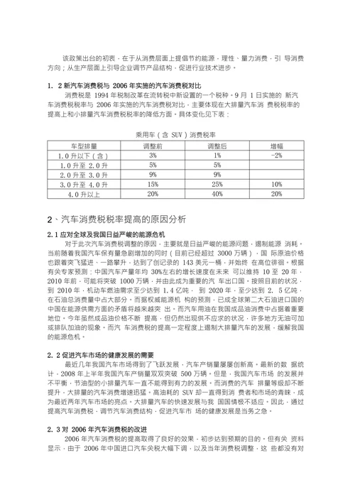 汽车税费对汽车消费的影响