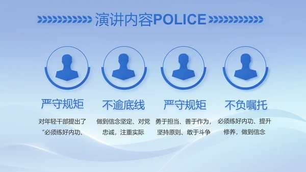 蓝色大气民警简历面试自我介绍动态PPT