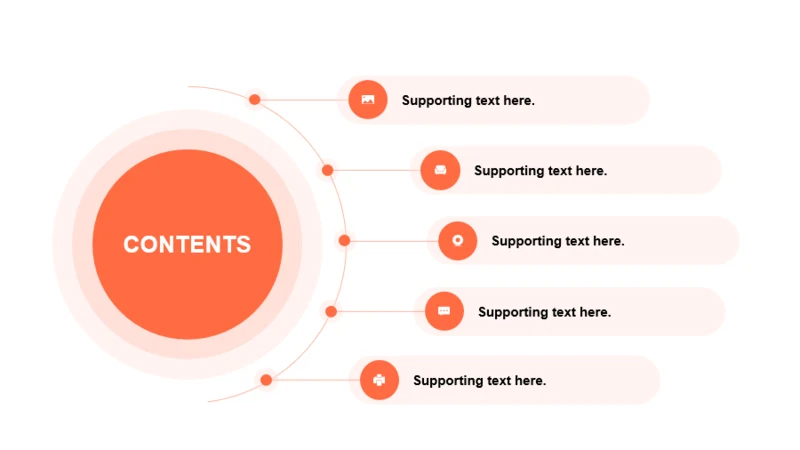 橙色圆形扁平5项PPT目录