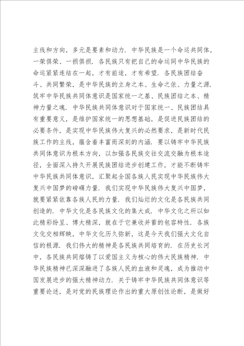 党史学习铸牢中华民族共同体意识专题研讨发言材料六篇