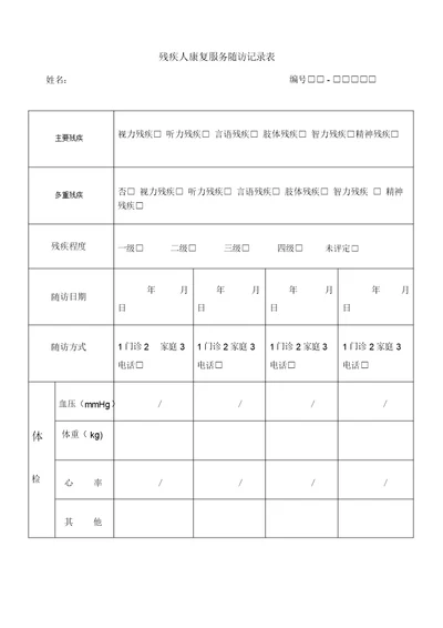 残疾人康复服务随访记录表