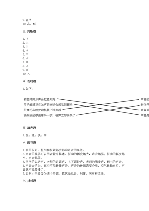 教科版科学四年级上册第一单元声音测试卷【考试直接用】.docx