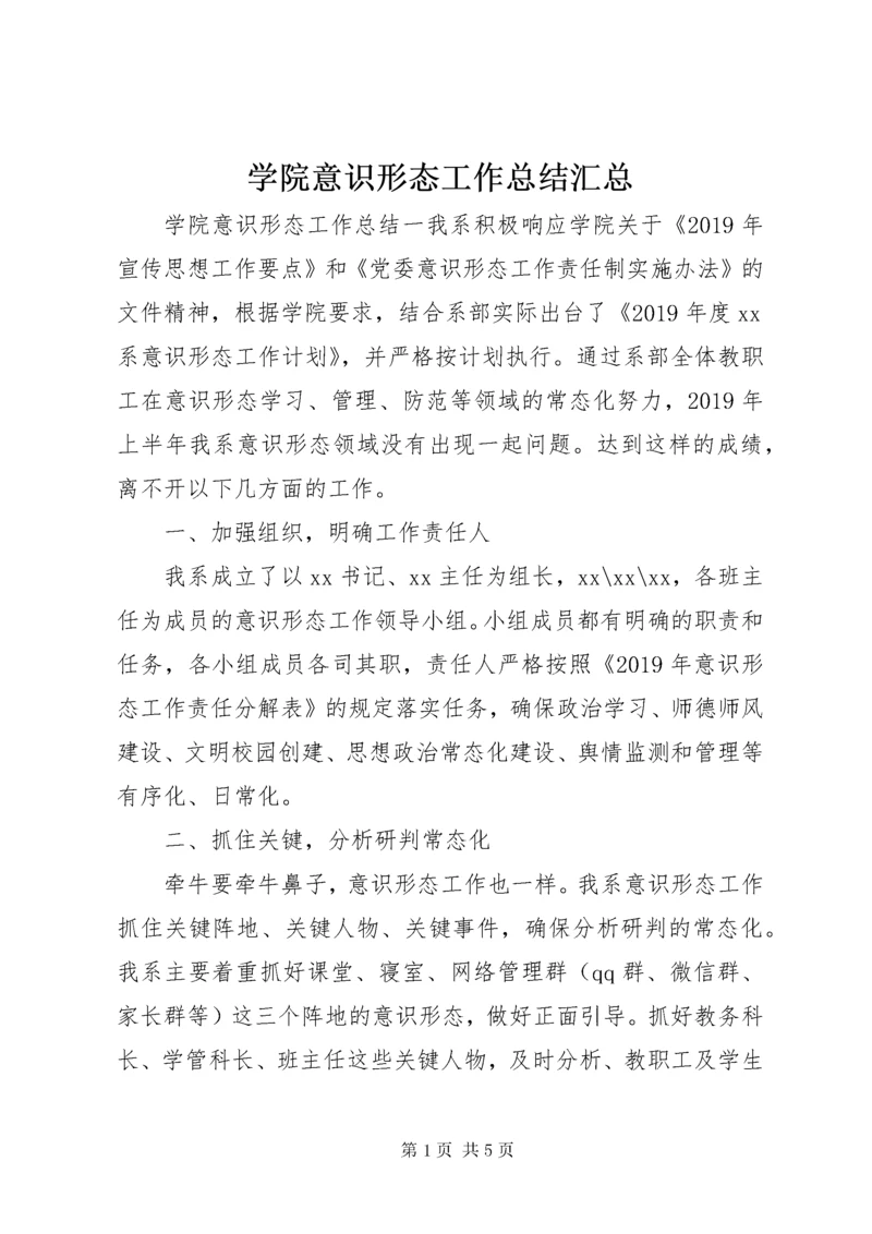 学院意识形态工作总结汇总.docx