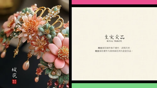 中国非遗文化传承之绒花PPT模板