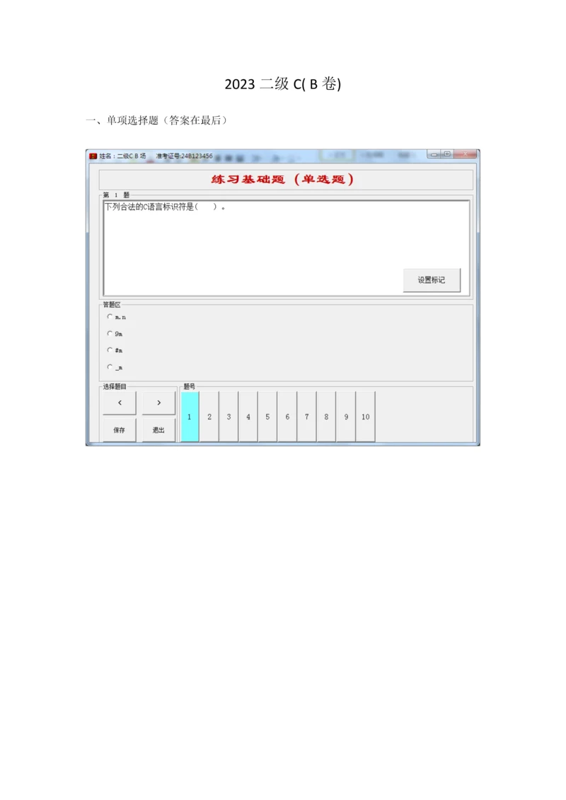 2023年上海计算机等级考试二级CB卷.docx