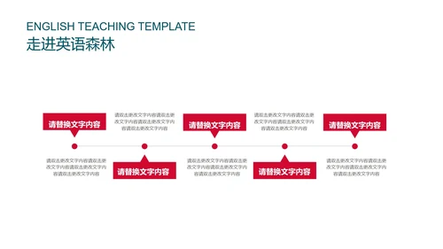红色微立体英语教学PPT模板