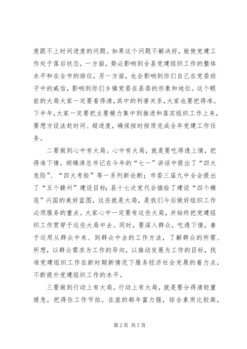 县委常委、组织部长潘贤波同志在全县组织工作调度会上的讲话精编.docx