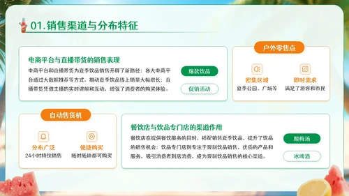 绿色卡通风夏季饮品经济消费报告PPT模板