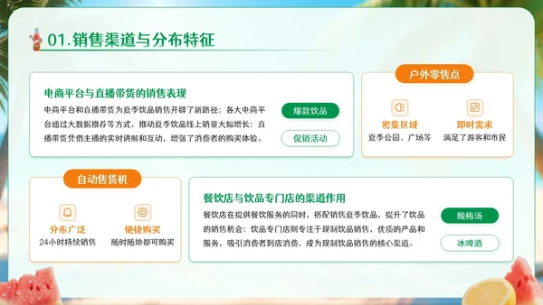绿色卡通风夏季饮品经济消费报告PPT模板