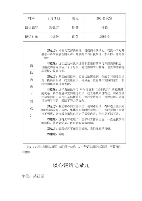 一对一谈心谈话记录要点