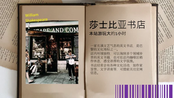 紫黄色时尚法国巴黎旅游攻略PPT模板