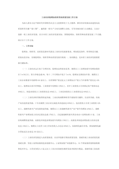 工业经济稳增长快转型高质量发展工作专项方案.docx