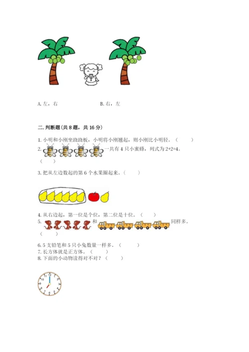 人教版一年级上册数学期末考试试卷（综合题）word版.docx