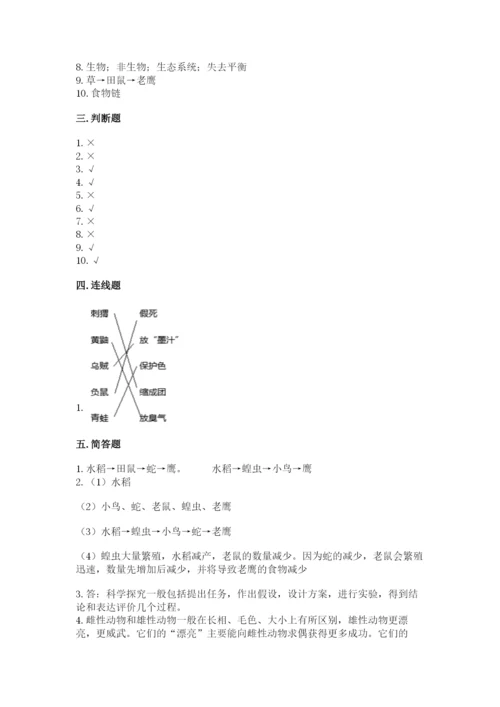 教科版科学五年级下册第一单元《生物与环境》测试卷含答案（综合卷）.docx