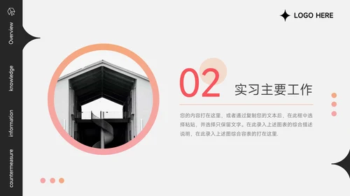 橙色时尚前沿毕业实习报告PPT模板