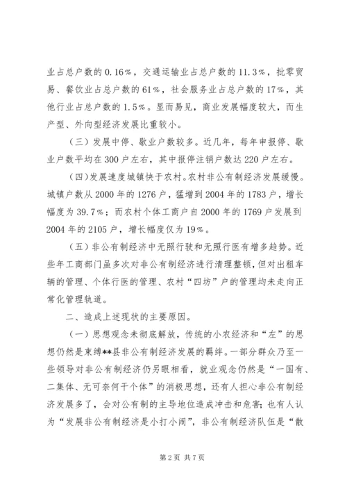 关于XX县非公有制经济发展的思考.docx