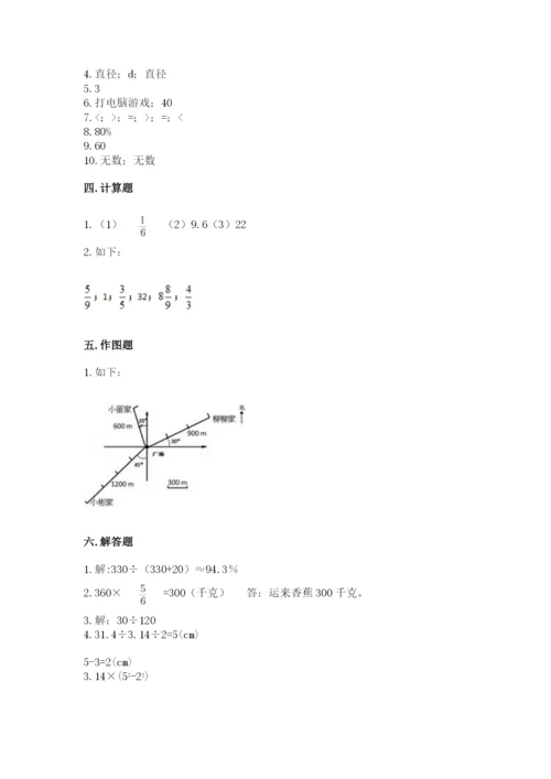 人教版六年级上册数学期末测试卷附答案【突破训练】.docx