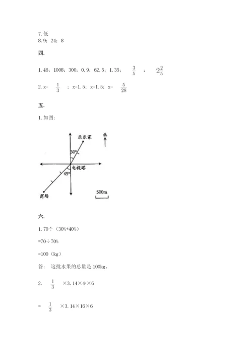 人教版六年级数学下学期期末测试题含答案（黄金题型）.docx