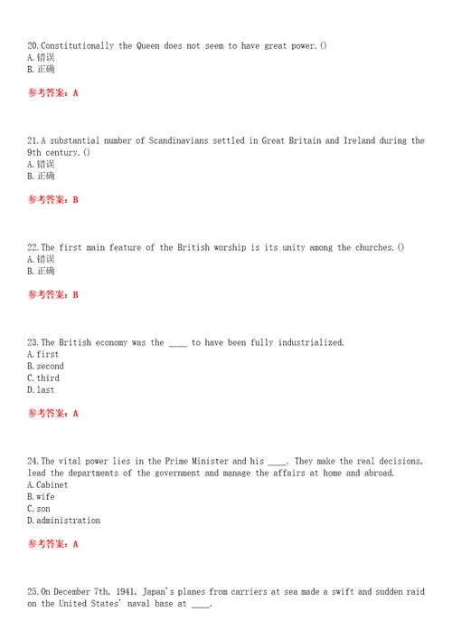 东北师范大学智慧树知到“英语英美概况一网课测试题含答案4