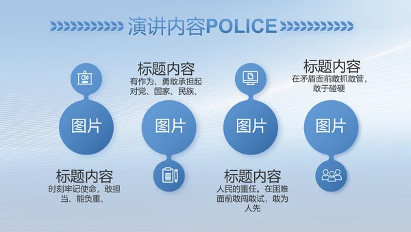 蓝色公安人民警察工作总结PPT