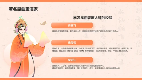 橙色复古风昆曲——非遗文化科普PPT模板