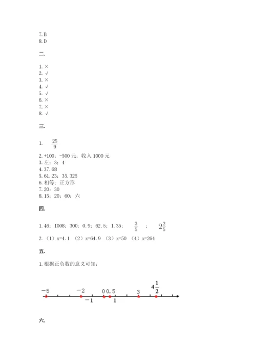 小学六年级下册数学摸底考试题附参考答案【名师推荐】.docx