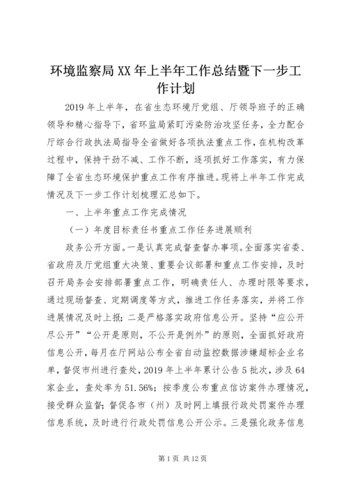 环境监察局XX年上半年工作总结暨下一步工作计划.docx