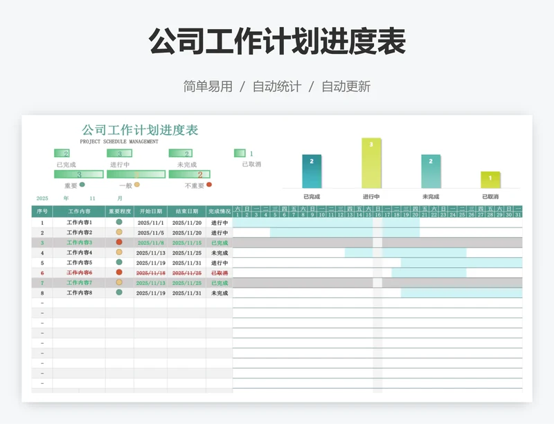 公司工作计划进度表