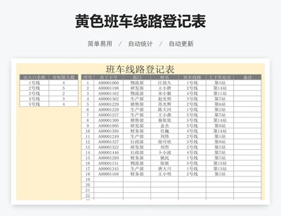 黄色班车线路登记表