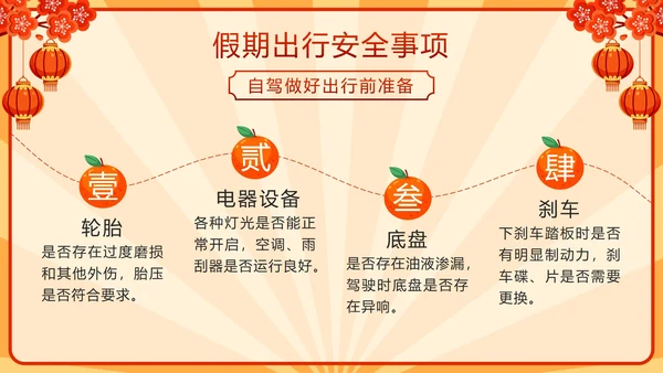红色中国风春运高铁春节过年安全教育带内容PPT模板